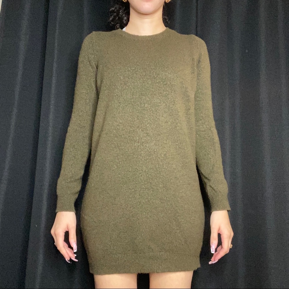 Olive green sweater dress